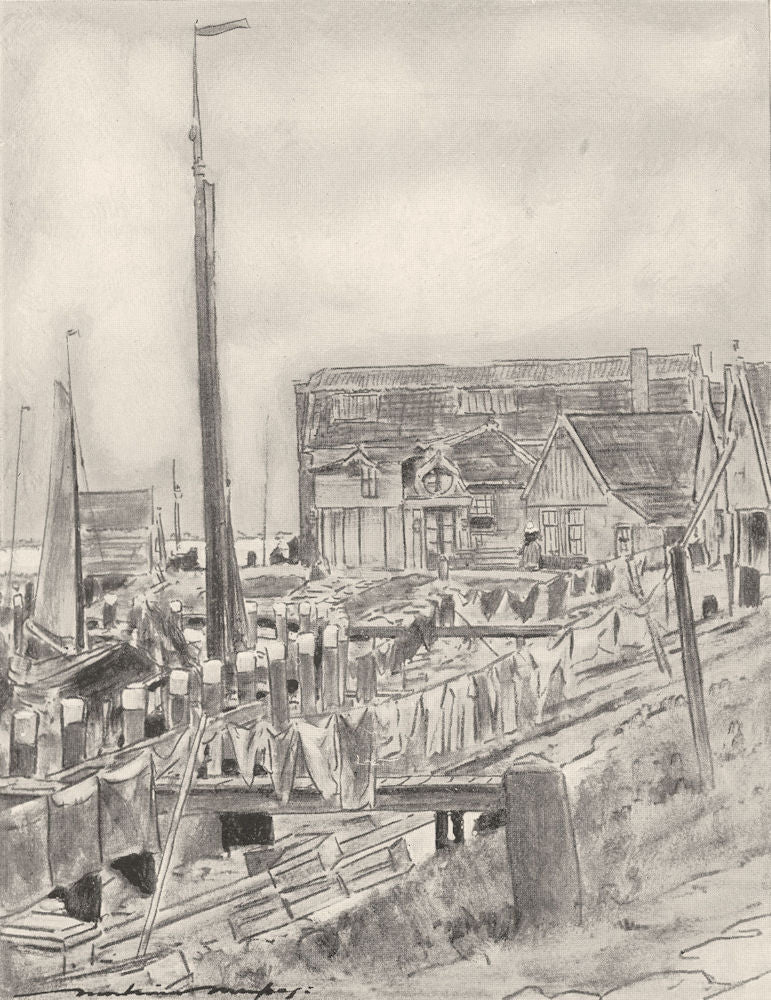 NETHERLANDS. Holland. Type of Dutch residence 1920 old antique print picture